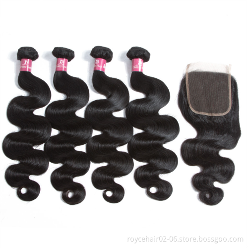 100% Virgin Indian Hair Body Wave Darling Hair Weaving , 8A Indian Body Wave Human Hair Weft with Lace Closure